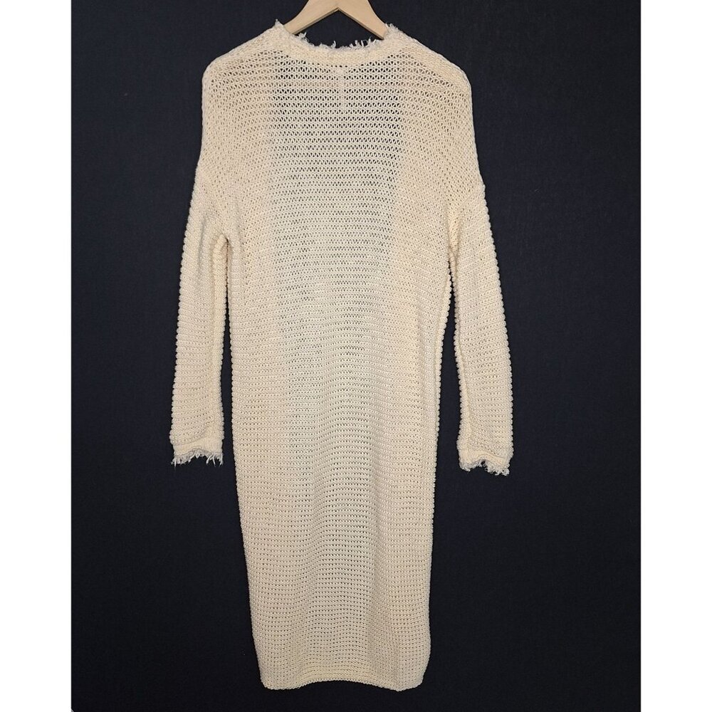 💙 Free People Woodstock Long Line Knit Cotton Cardigan Size S/M Warm Cozy Boho - Picture 7 of 8